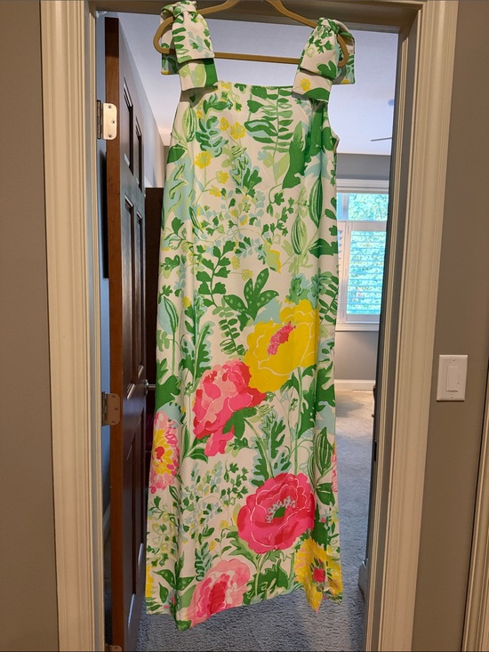 Lilly Pulitzer Dresses & Skirts - Lilly Pulitzer Bernice Maxi Green, Pink & Yellow Floral Tie-Shoulder Maxi Dress